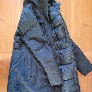 North Face Long Winter Parka with Faux Fur Hood Black